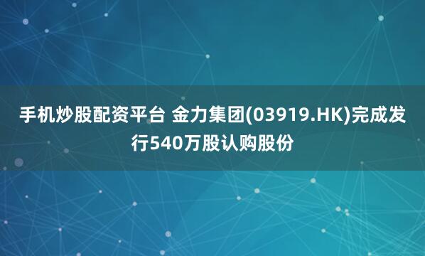 手机炒股配资平台 金力集团(03919.HK)完成发行540万股认购股份